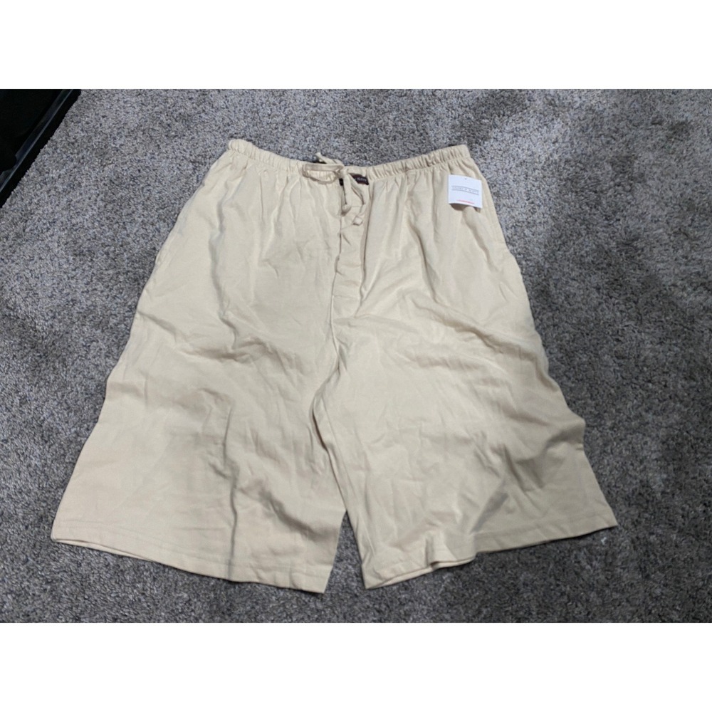Andrew Scott Loungewear Cotton Jersey Knit Shorts Beige Medium New
